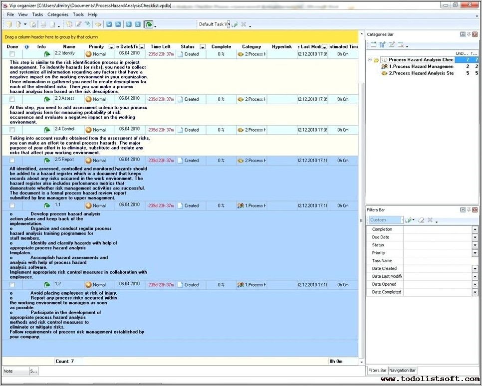 Process Hazard Analysis Checklist Example