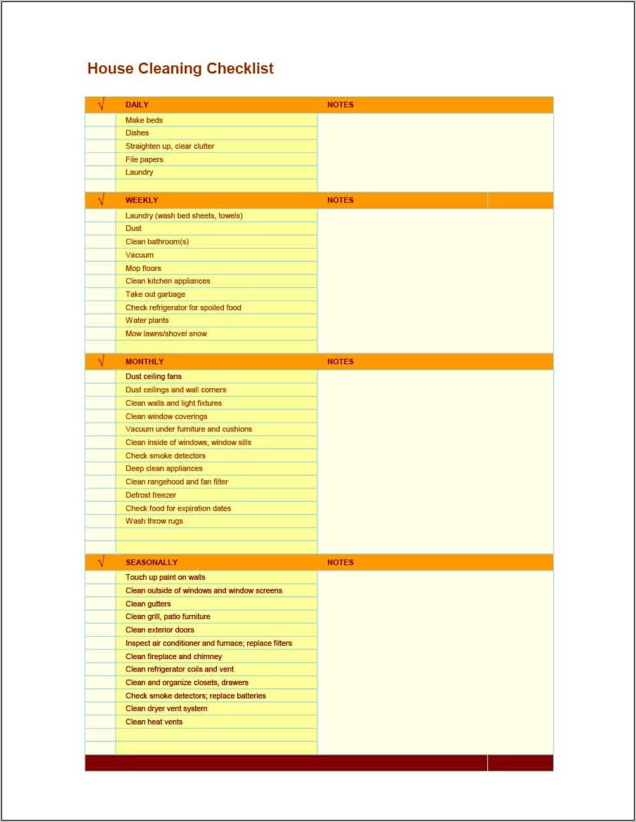 Professional Cleaning Service Checklist Template
