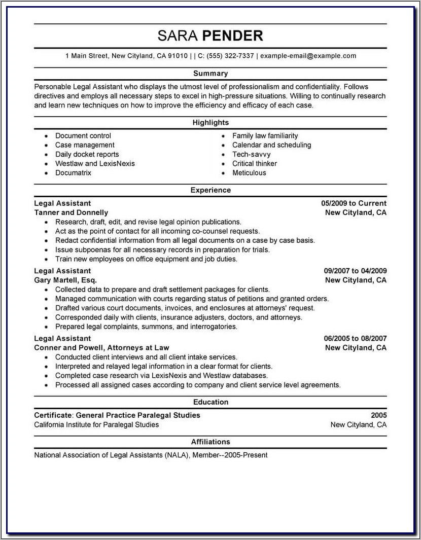 Professional Cv Template For Lawyers