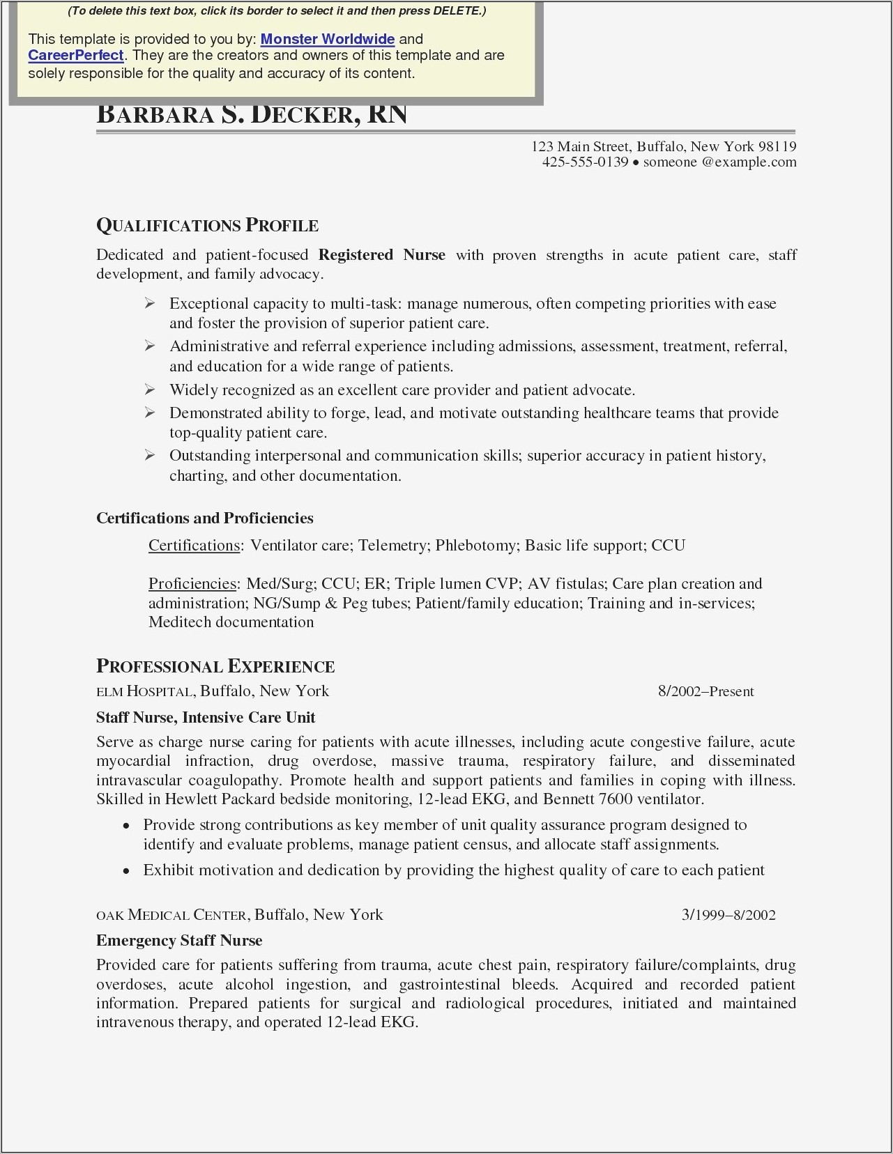 Professional Nurse Resume Examples