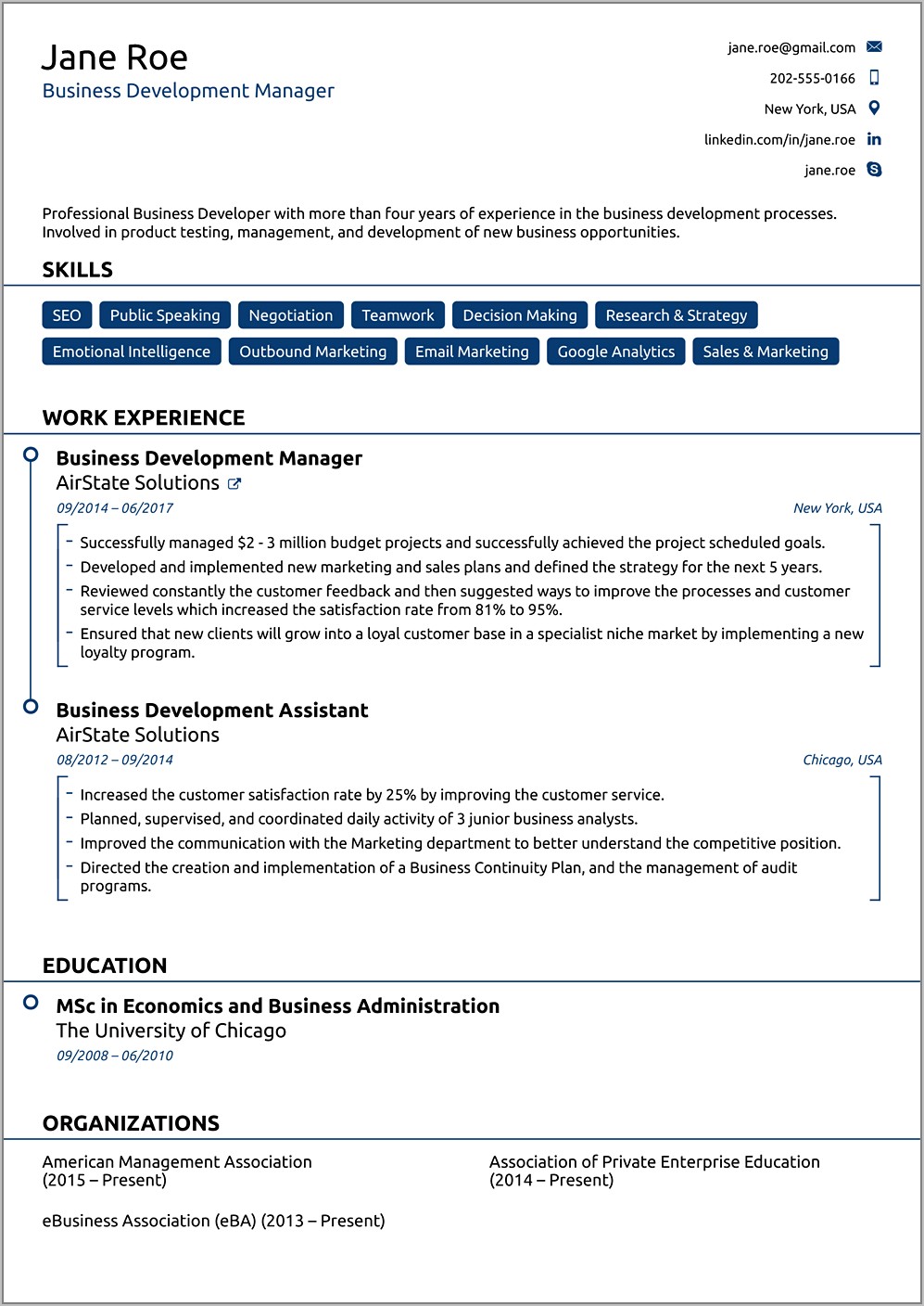 Professional Resume Format Free Download