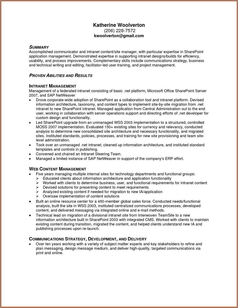 Professional Resume Format In Word Free Download