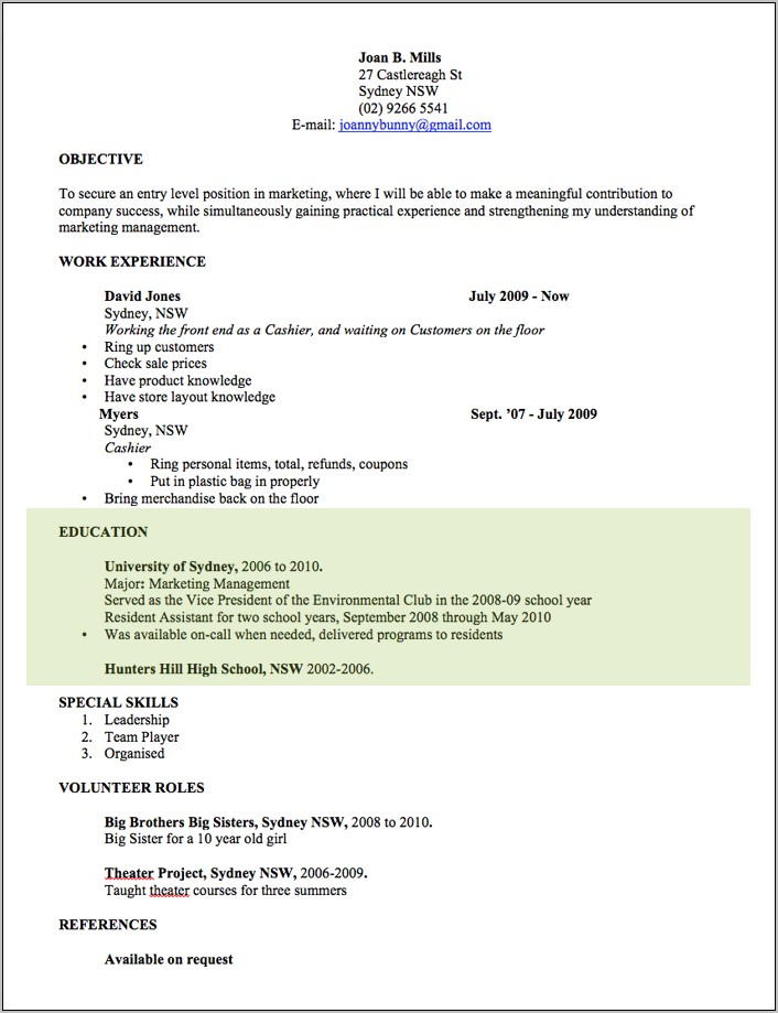 Professional Resume Template Free Word