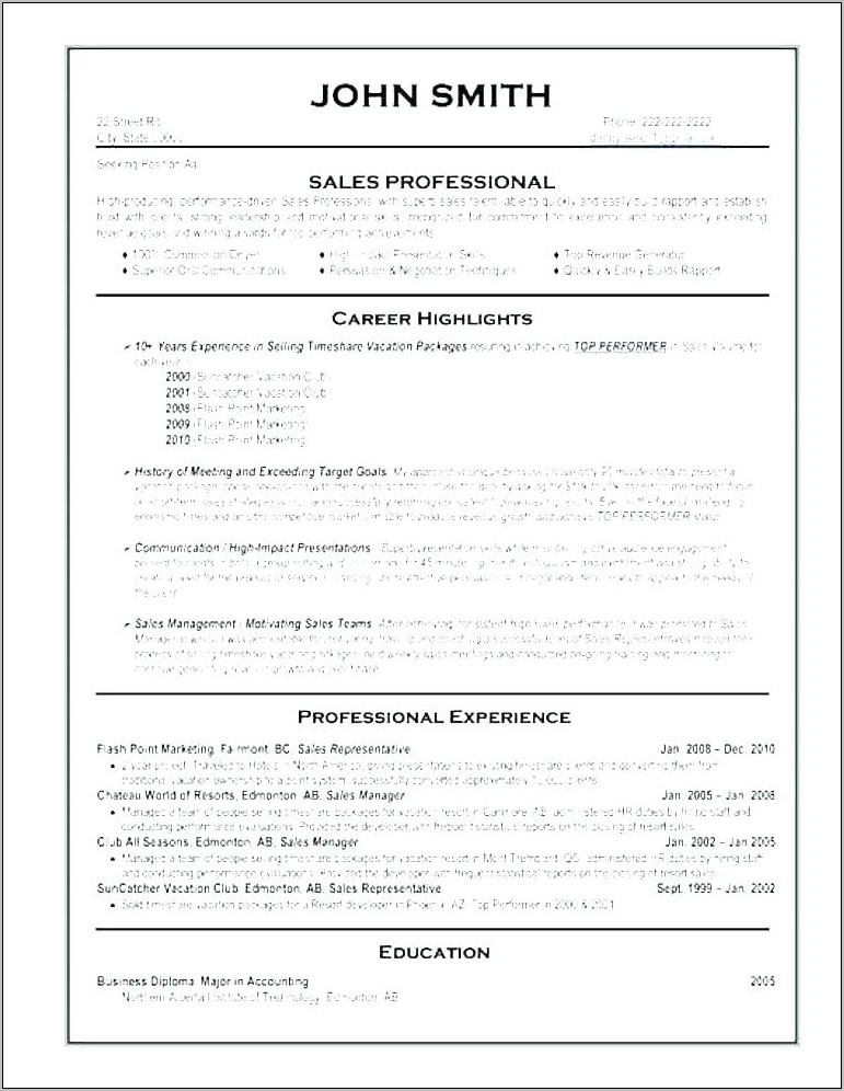 Professional Sales Cv Template