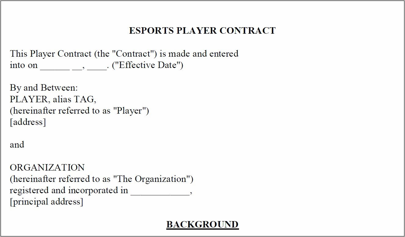 Professional Sports Contract Example
