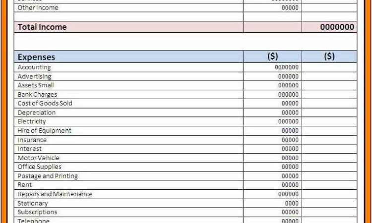 Profit And Loss Statement Template Simple