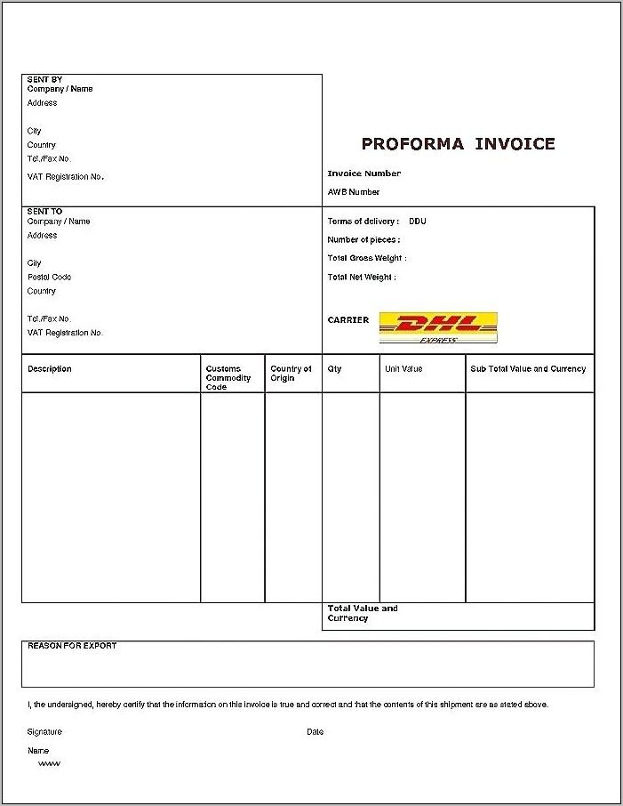 Proforma Invoice Template Pdf Download