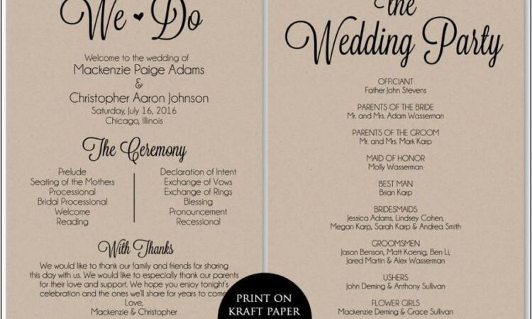 Program Templates For Wedding Ceremonies