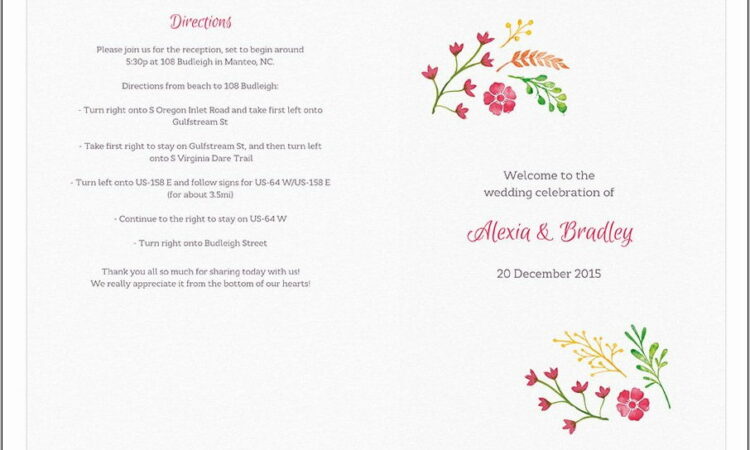 Programs For Wedding Templates