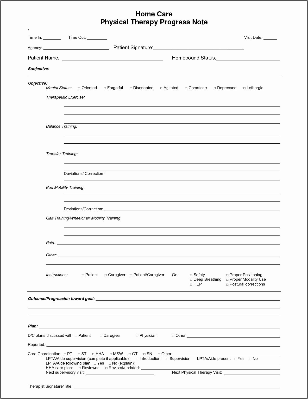 Progress Note Template Counseling