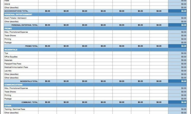 Project Budget Spreadsheet Template Free