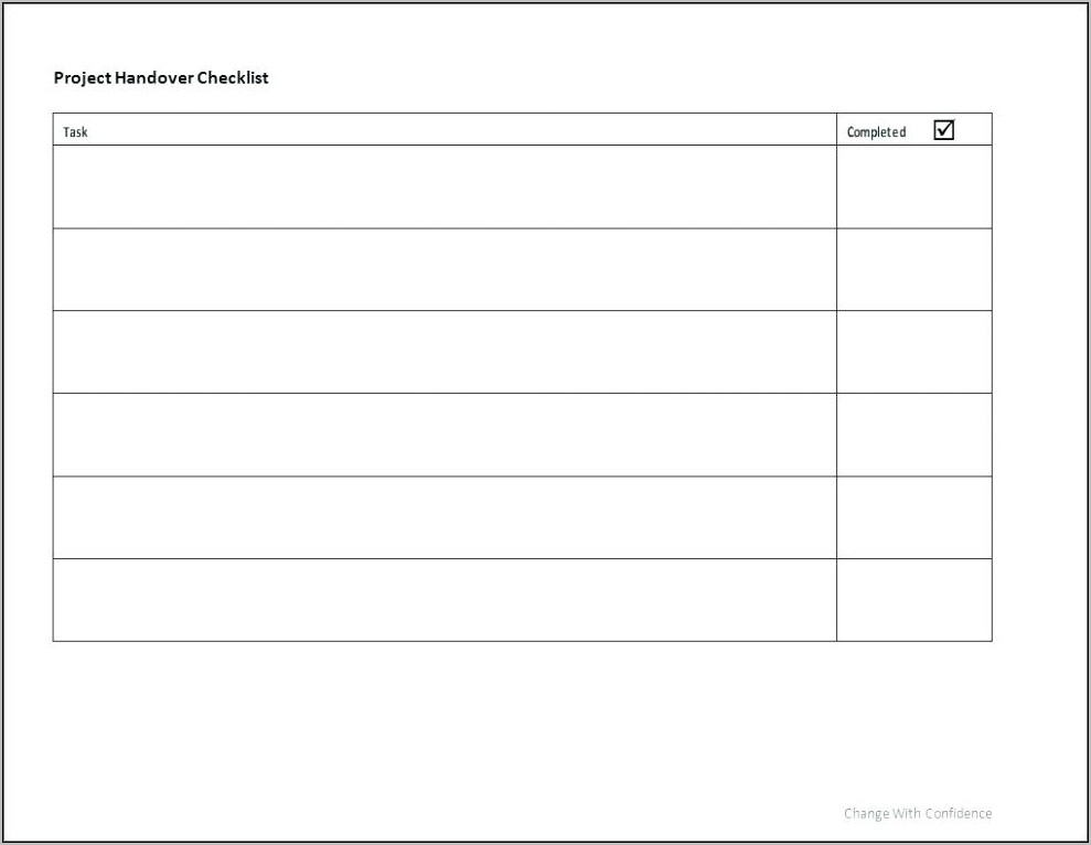 Project Handover Document Template Free