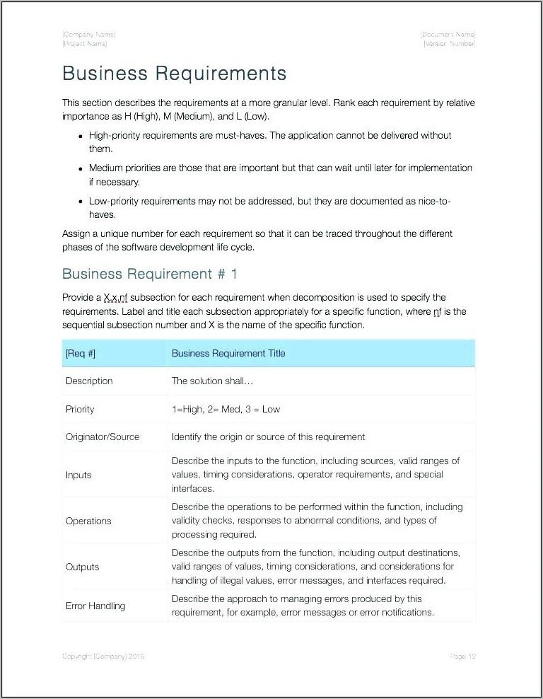 Project Handover Document Template