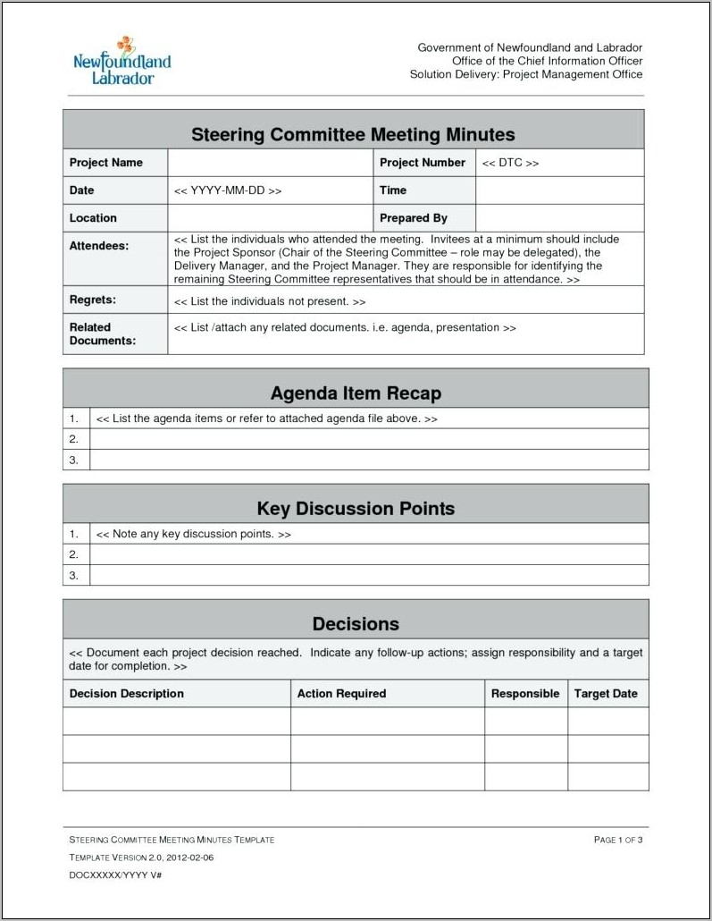 Project Management Meeting Agenda Template Free