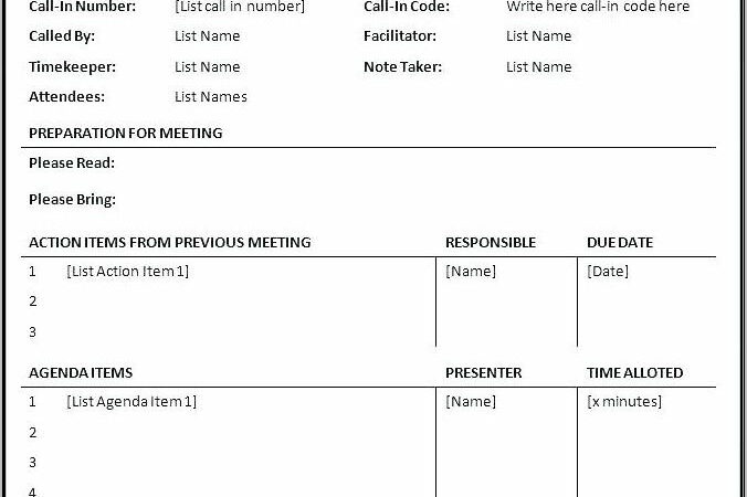 Project Management Meeting Minutes Format