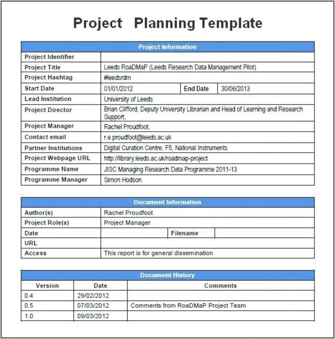 Project Management Plan Template Word