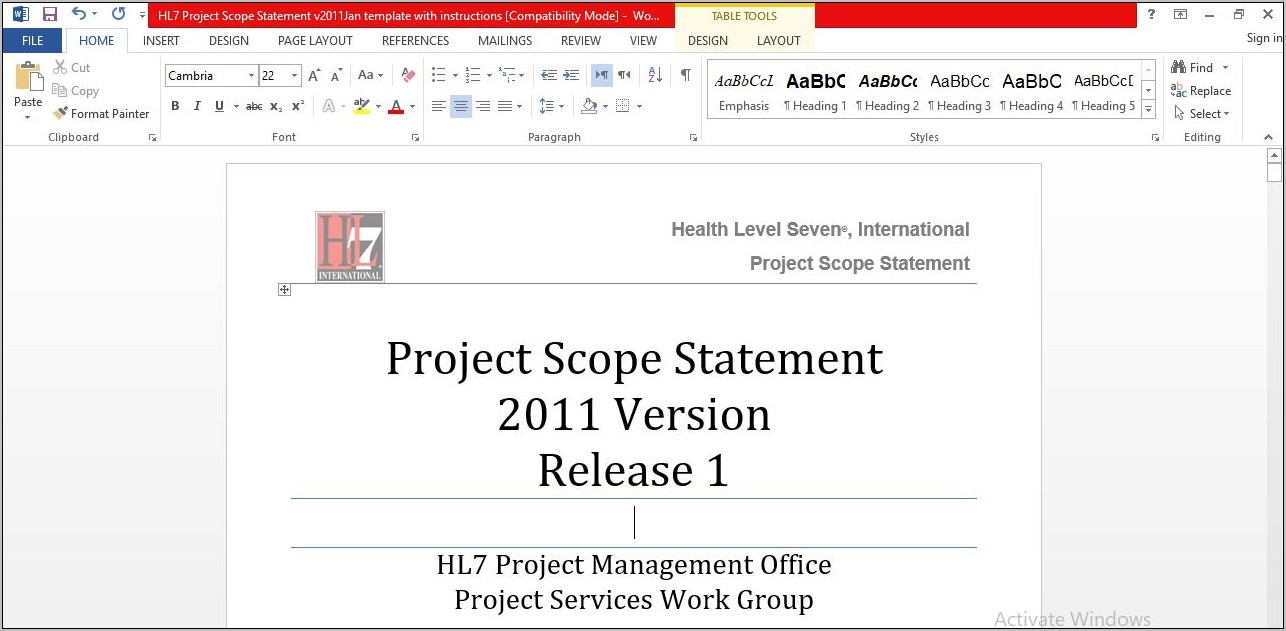 Project Management Scope Statement Template