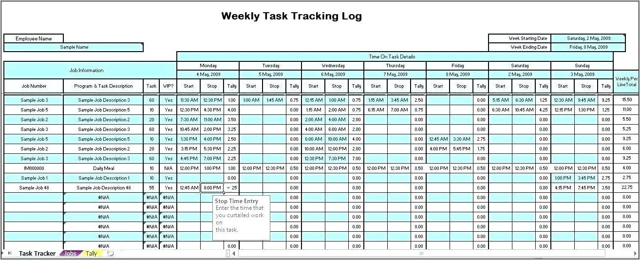 Project Management Tracking Sheet Template
