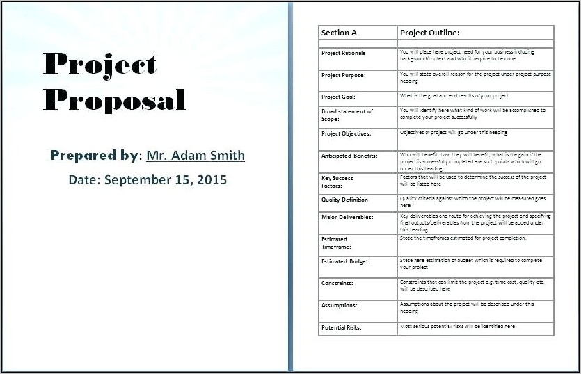 Project Proposal Template Word 2010