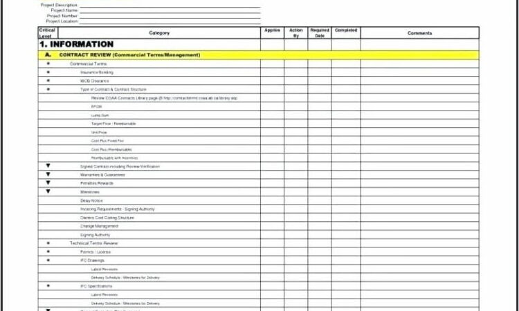 Project Punch List Template Microsoft