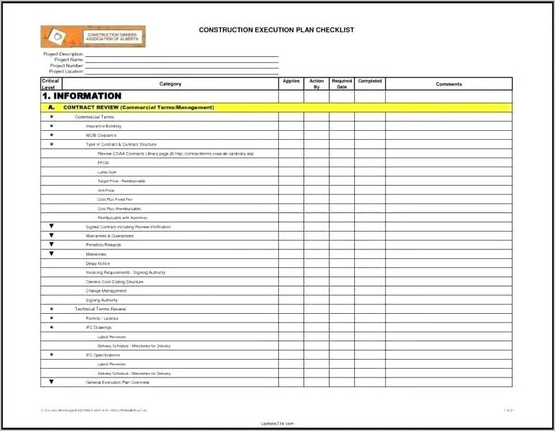 Project Punch List Template Microsoft