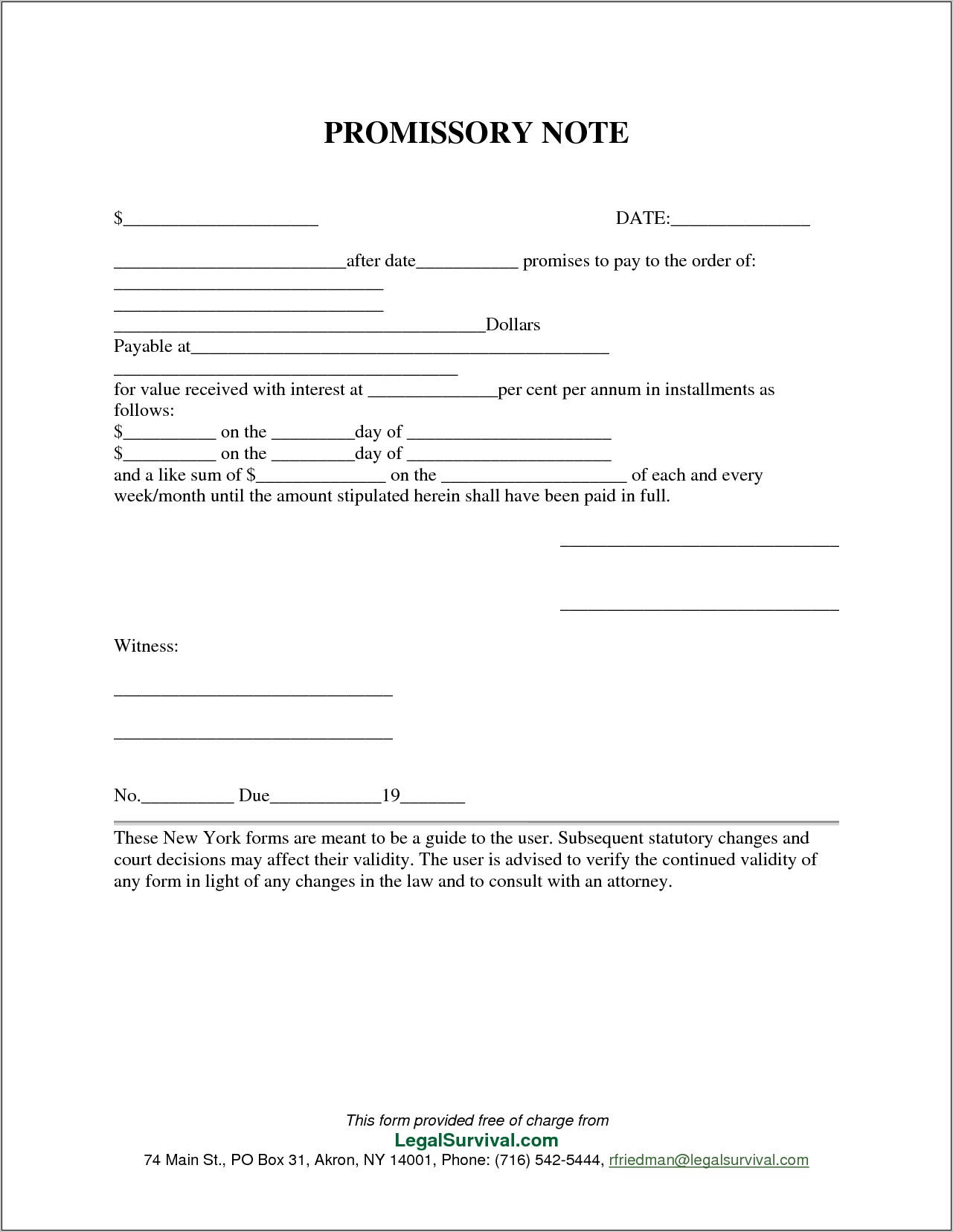 Promissory Note California Form Free