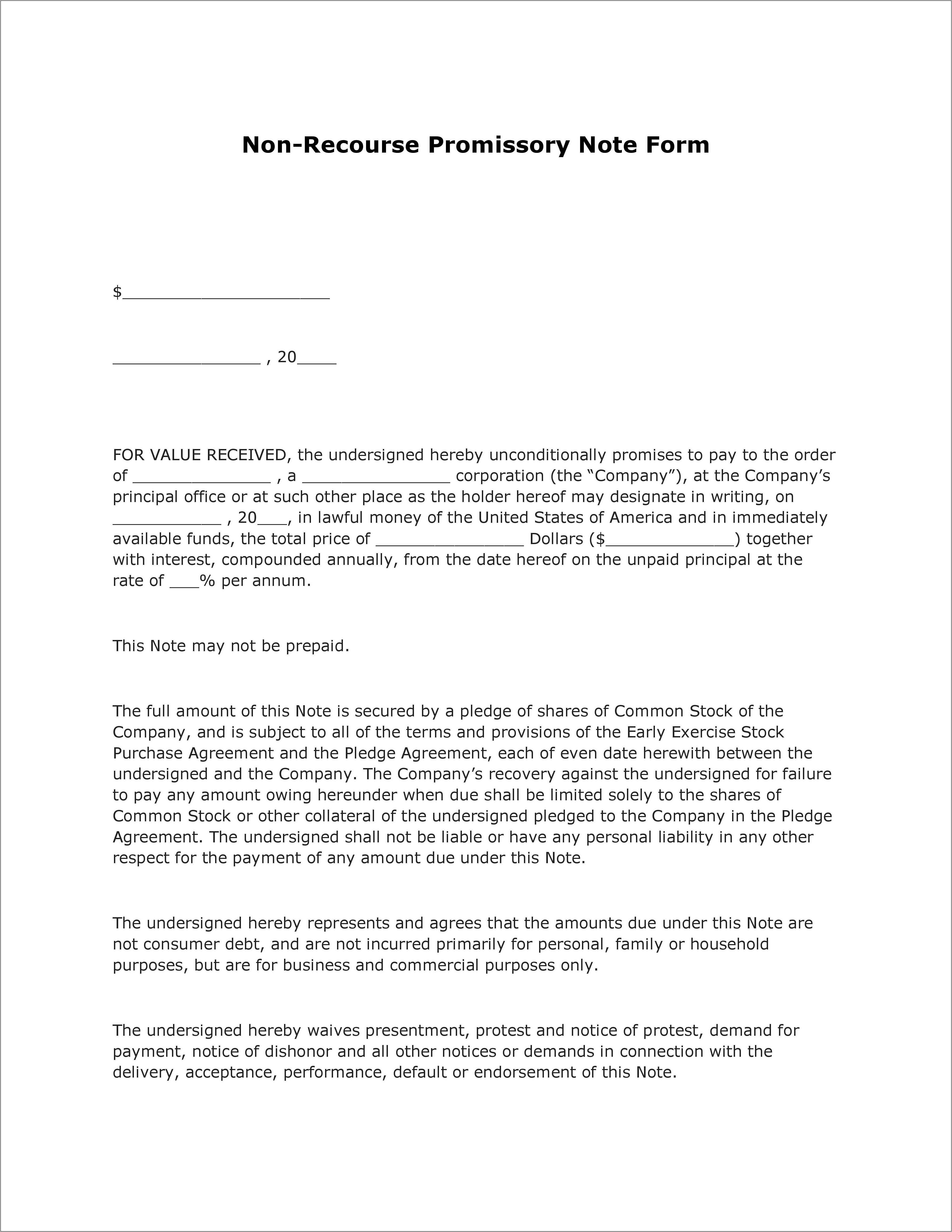 Promissory Note Form Arizona