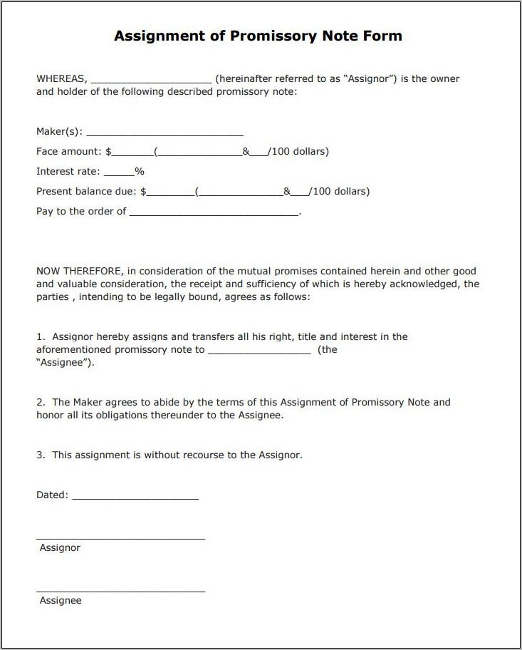 Promissory Note Form Free Download