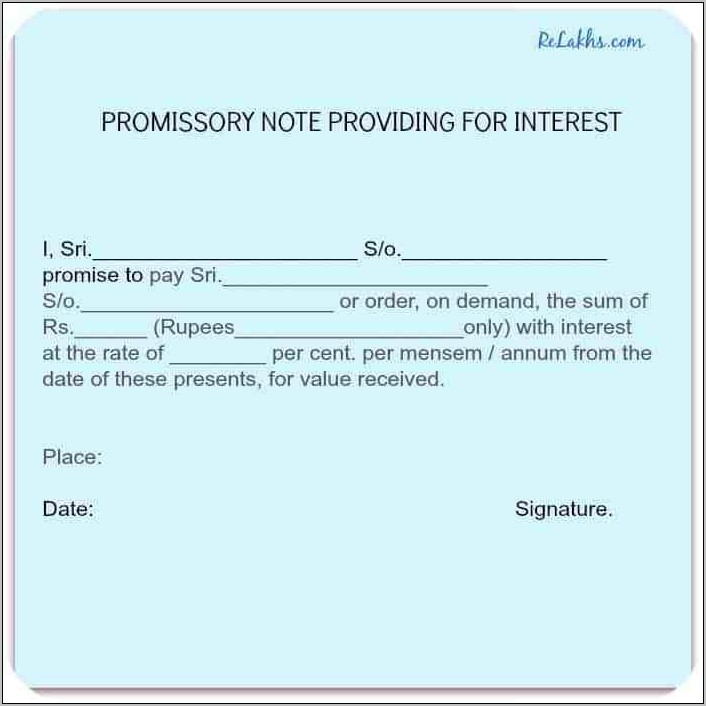 Promissory Note Format Indian Law Pdf