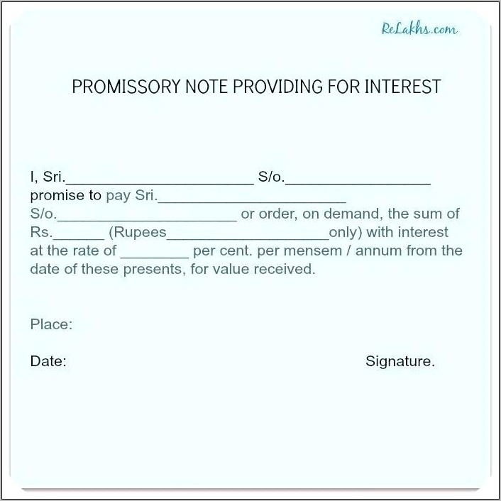 Promissory Note Free Template Canada