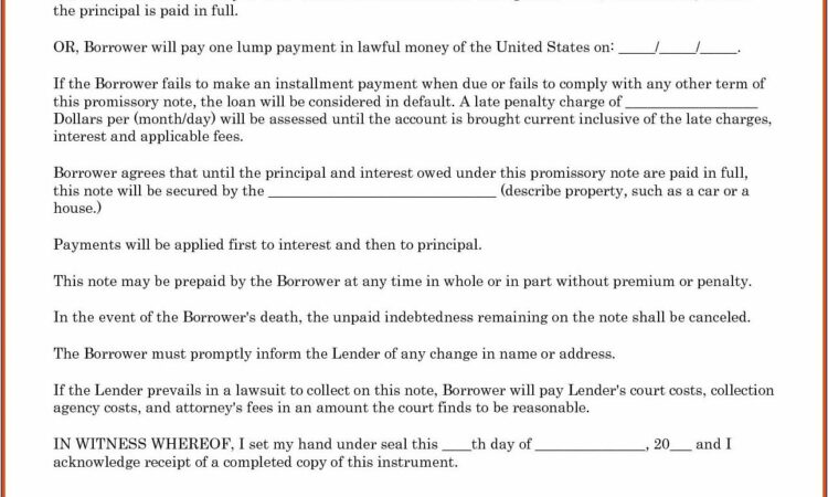 Promissory Note Template Doc