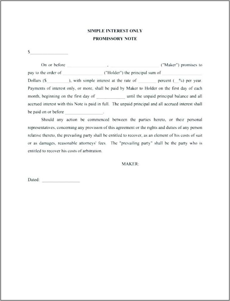 Promissory Note Template Uk Free