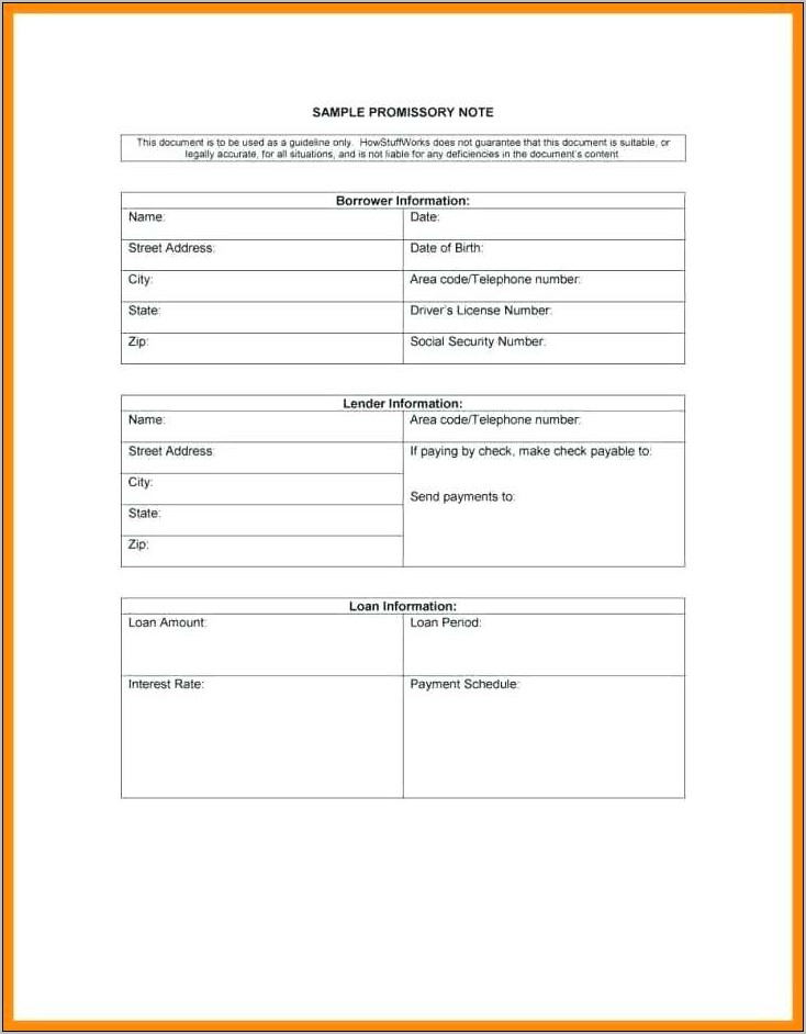 Promissory Note Template Word Doc