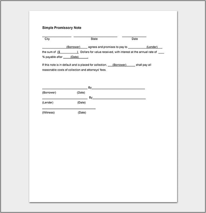 Promissory Note Word Template Free