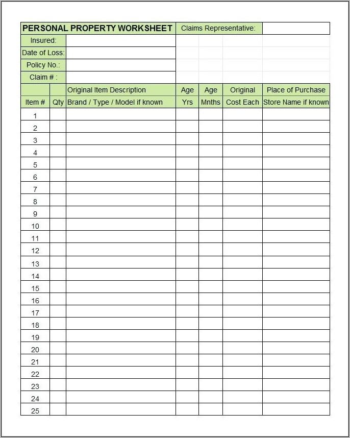 Property Inventory Checklist Template Word