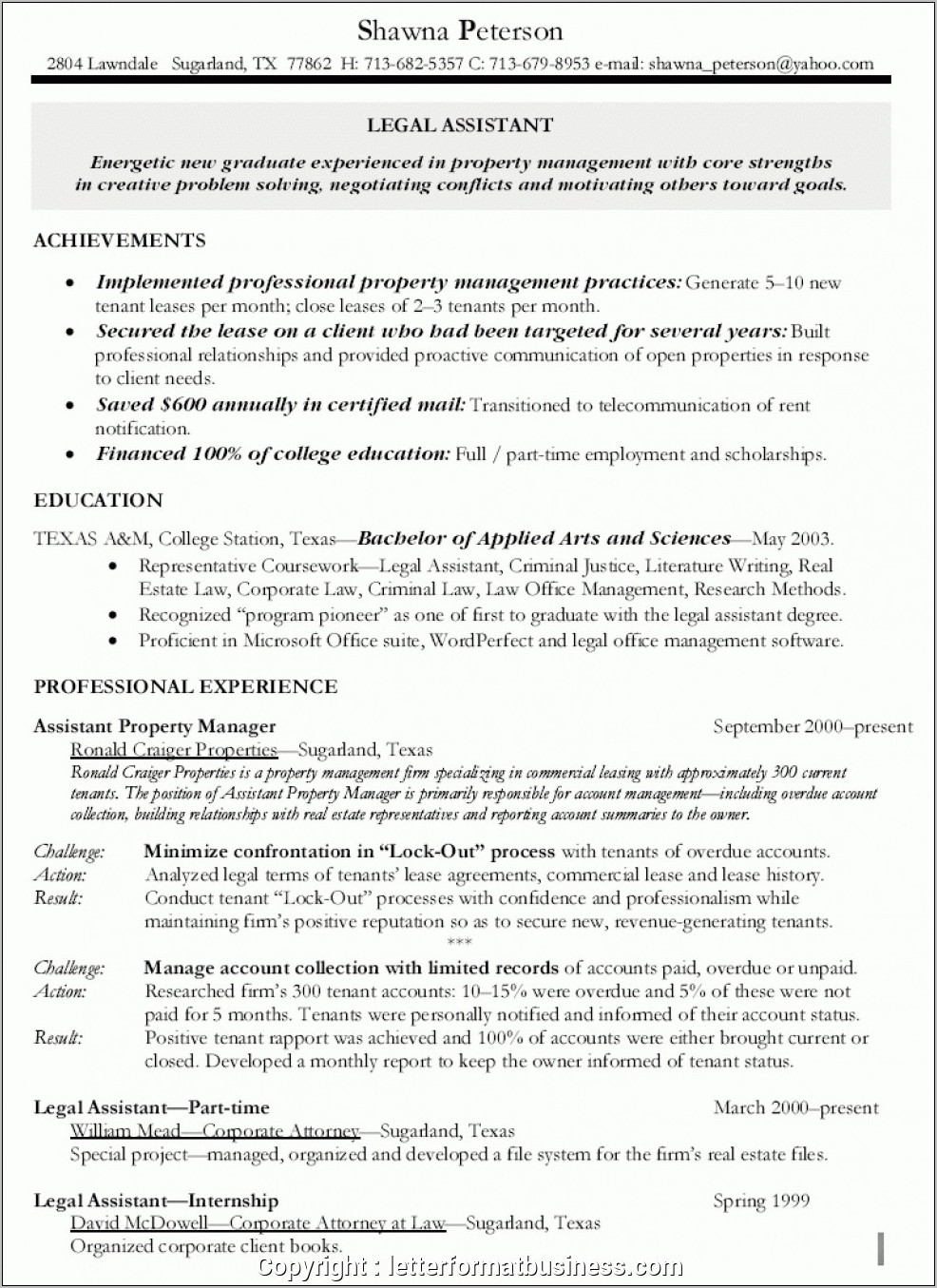 Property Manager Resume Template Free