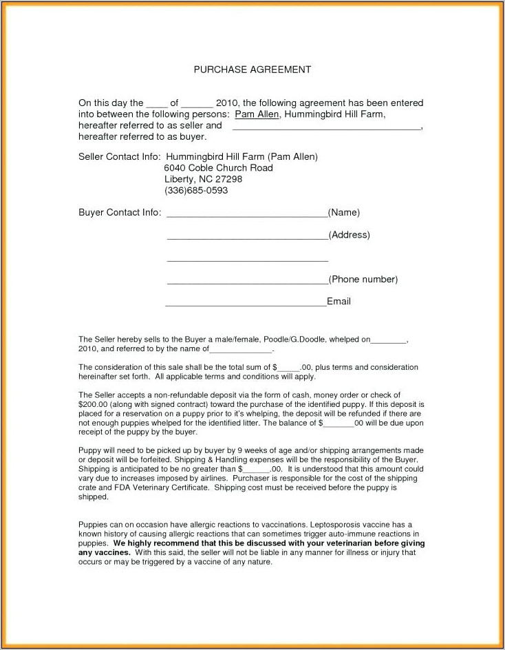 Property Purchase Agreement Template Free