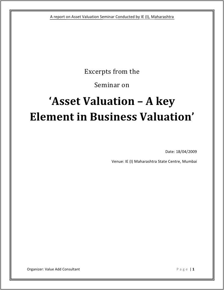 Property Valuation Report Format India