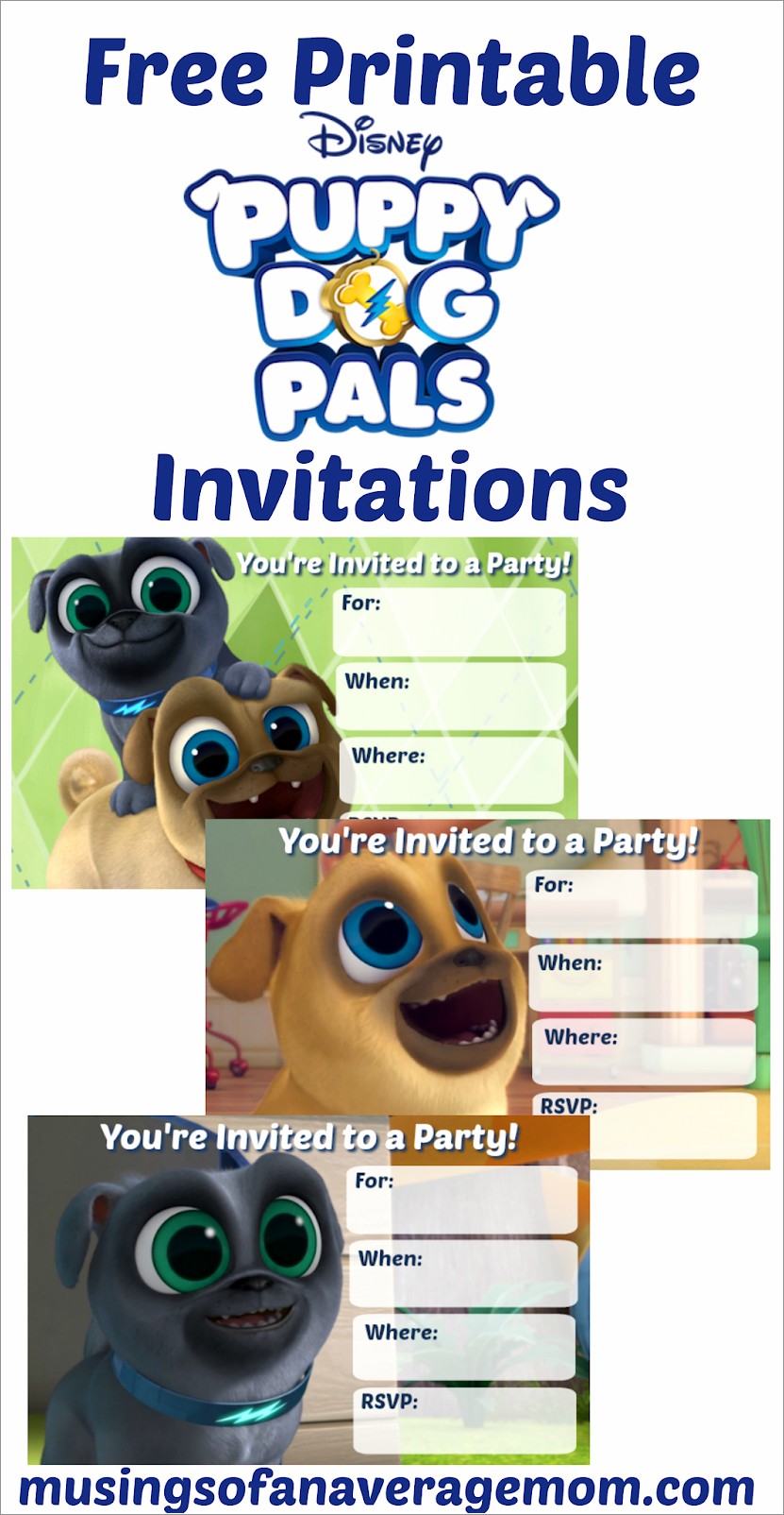 Puppy Dog Pals Invitations Blank