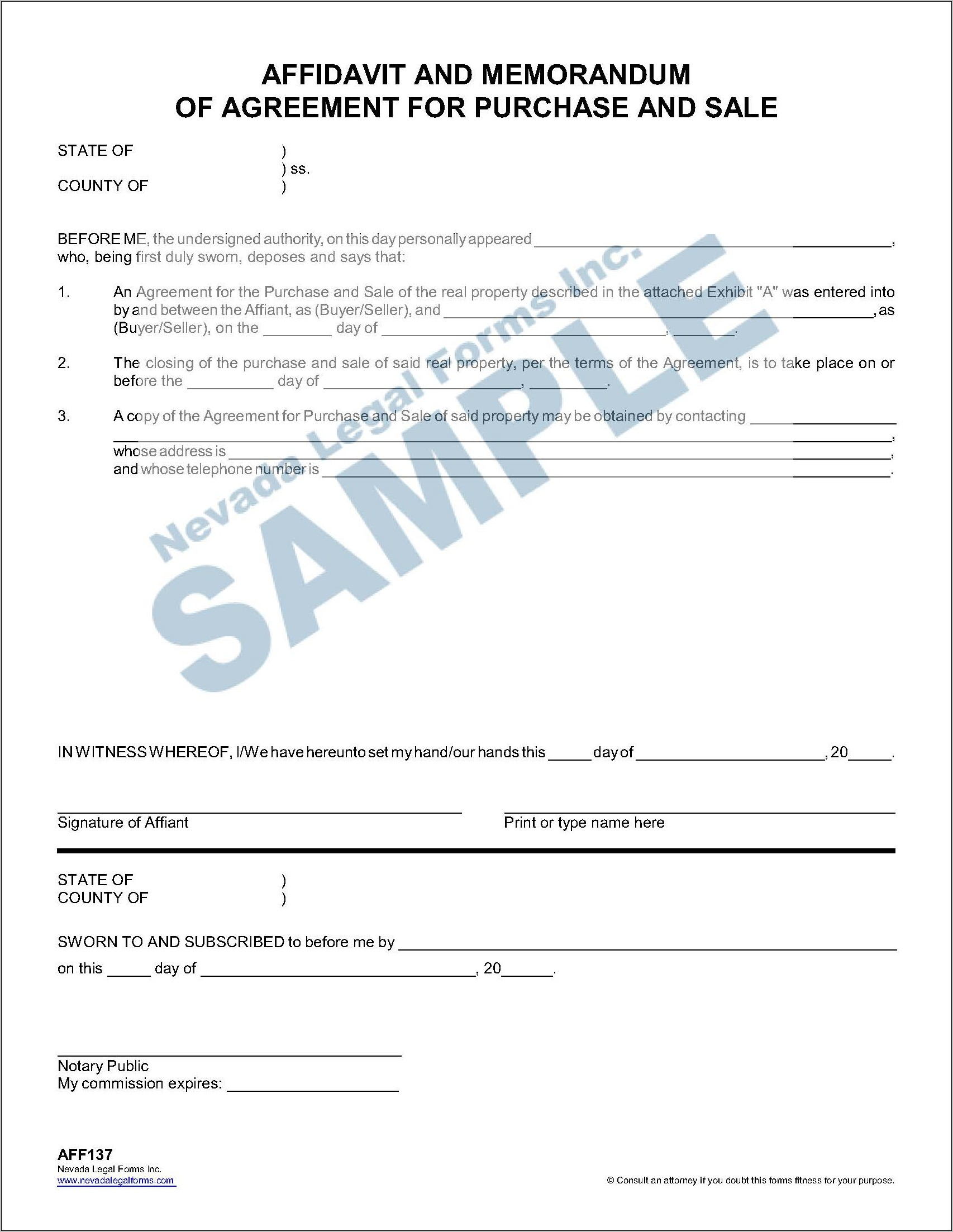 Purchase And Sale Agreement Forms