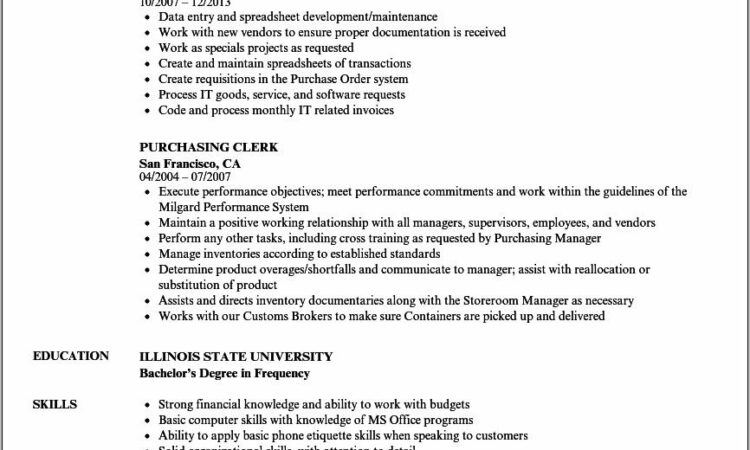 Purchase Ledger Clerk Cv Template