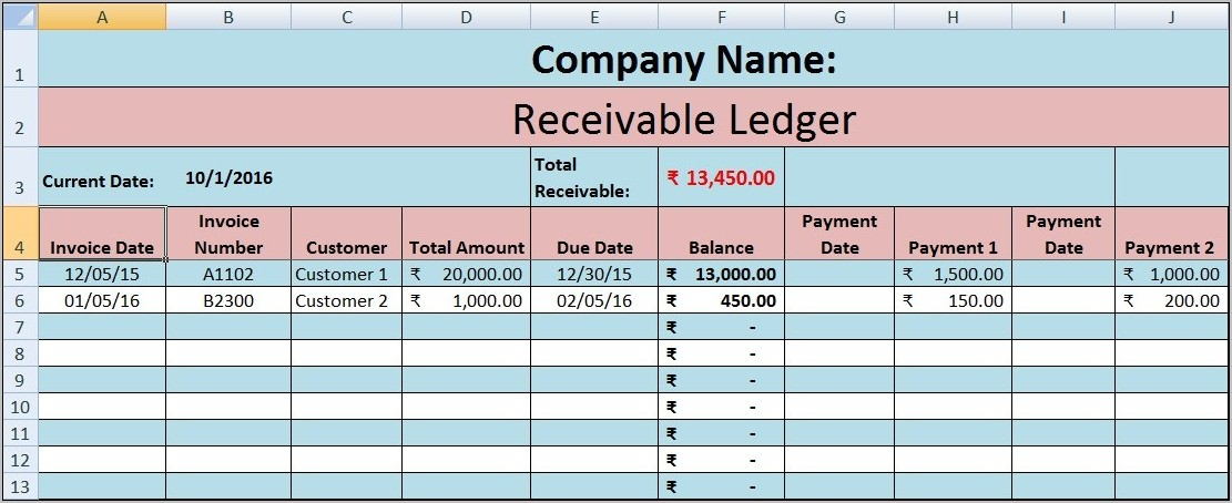 Purchase Ledger Template Free