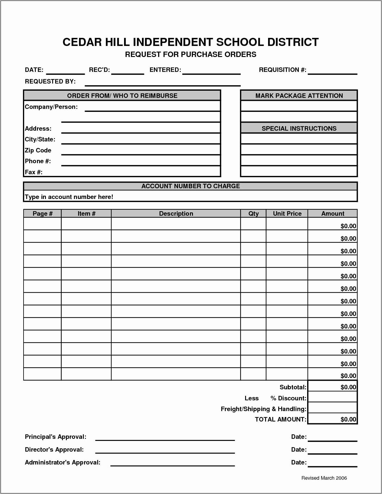 Purchase Order Requisition Form Doc