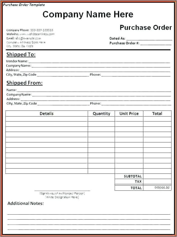 Purchase Order Requisition Sample