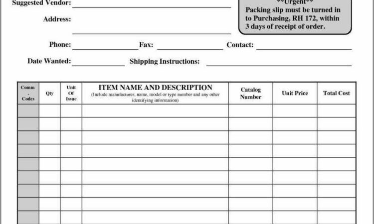 Purchase Order Sample Word