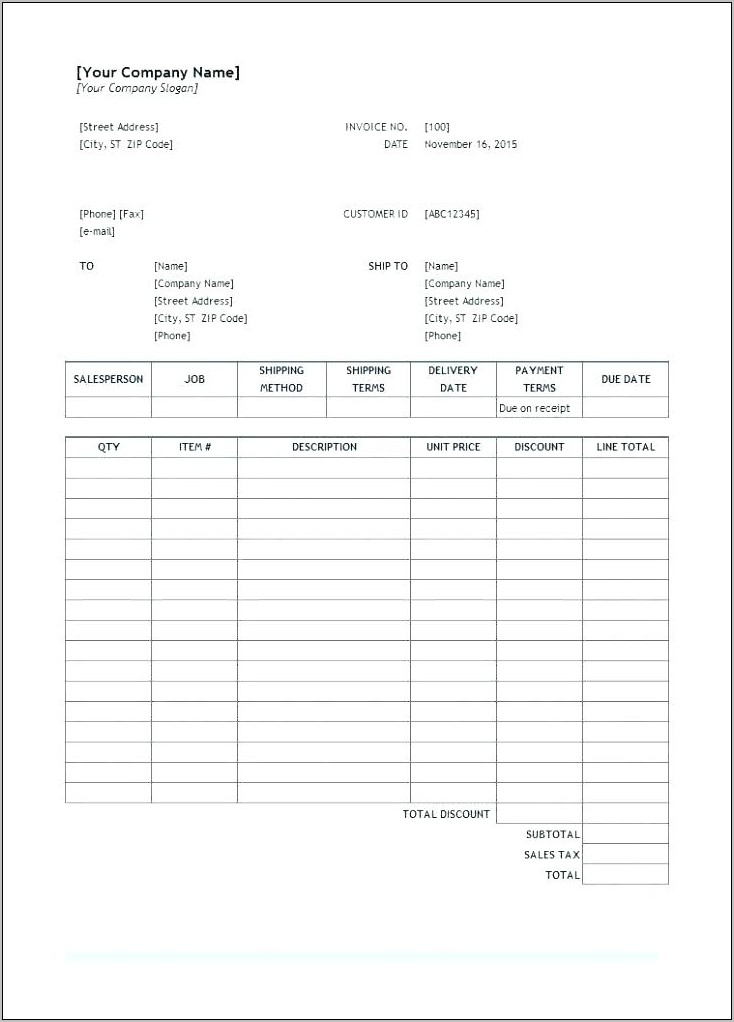 Purchase Order Sample Word Format