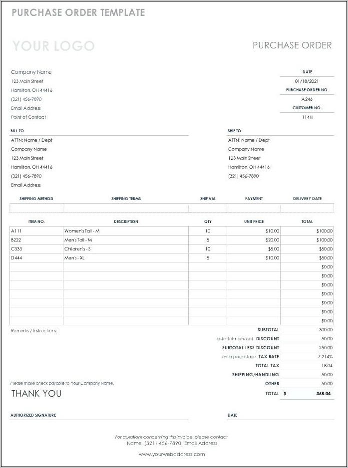 Purchase Order Template Uk Word