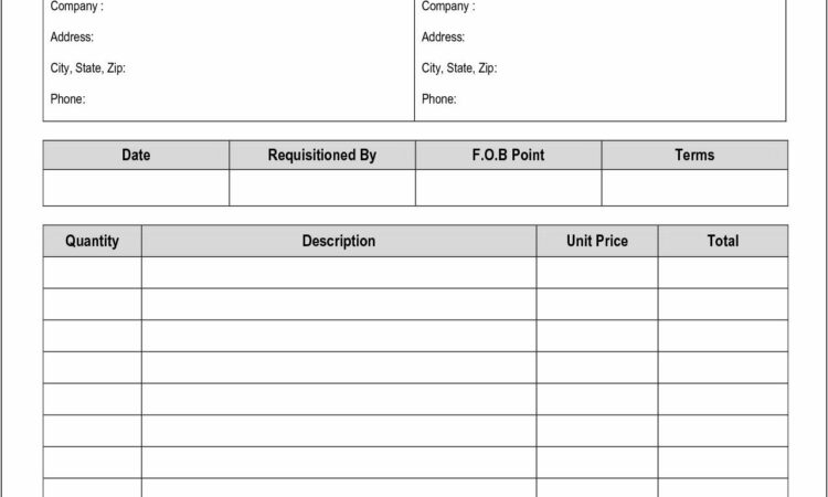 Purchase Order Template Word