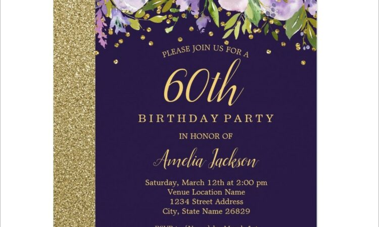 Purple 60th Birthday Invitations