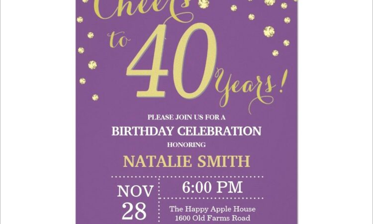 Purple And Gold Birthday Invitations